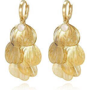 Women's Boho Flower Layered Floral Leaf Drop Dangle Earring Lightweight Jewelry